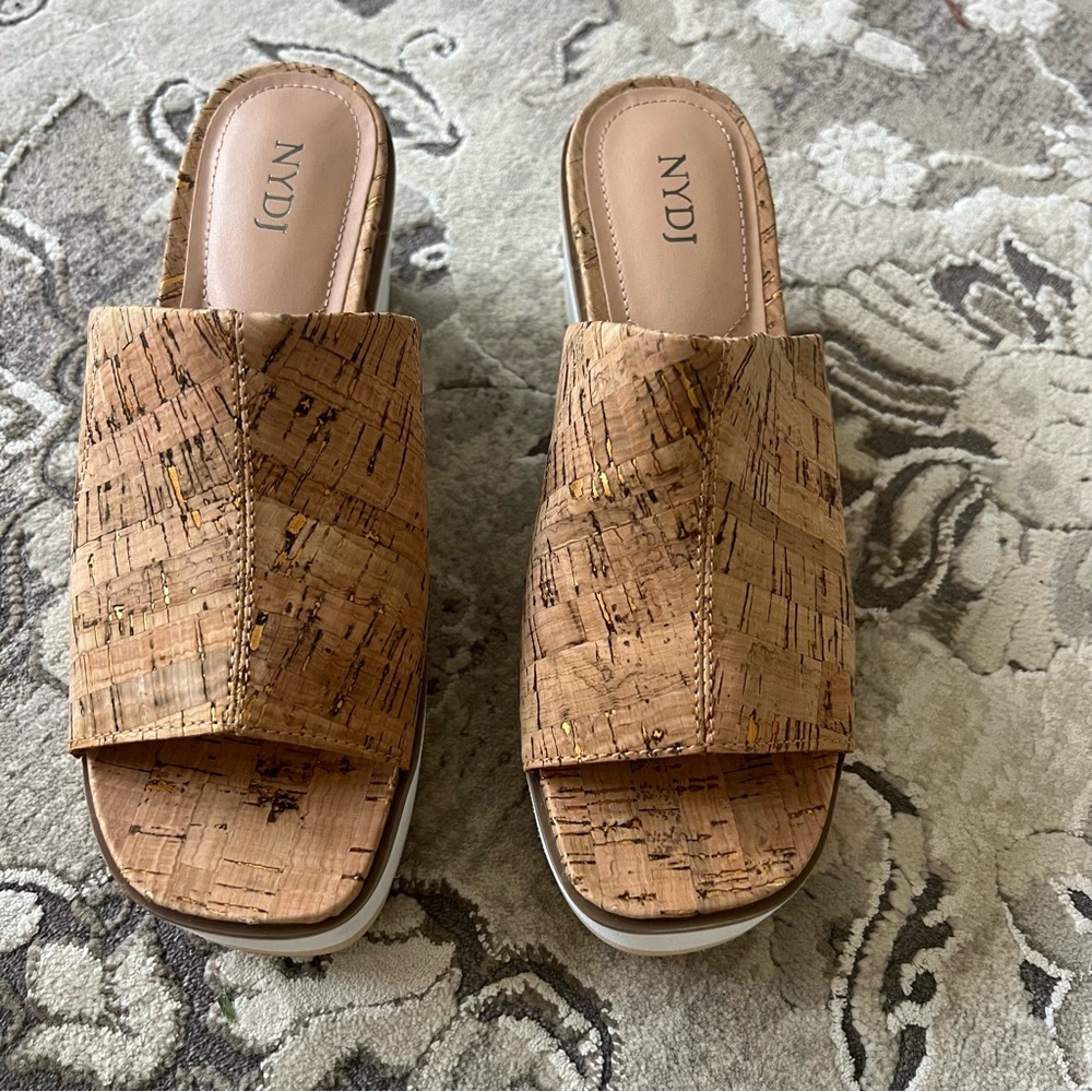 NIB. NYDJ Womens Rysa Cork Slip On Wedge Sandals